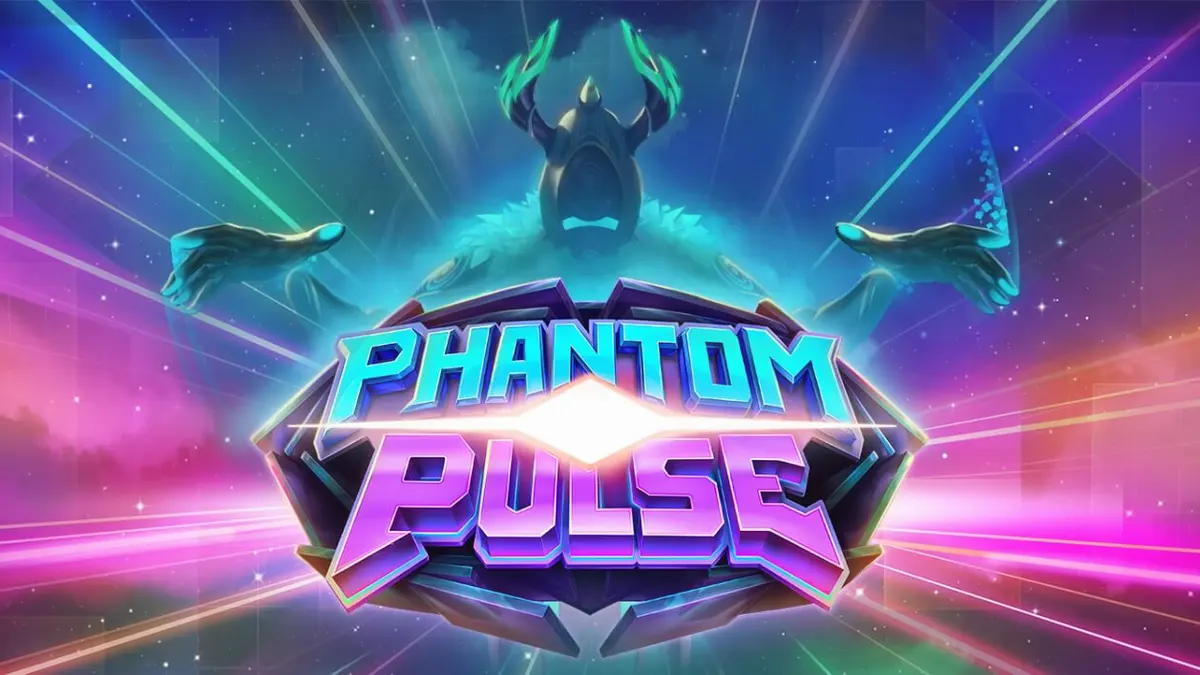 Tampilan visual futuristik slot Phantom Pulse dengan grid 7x7 dan elemen kosmik.