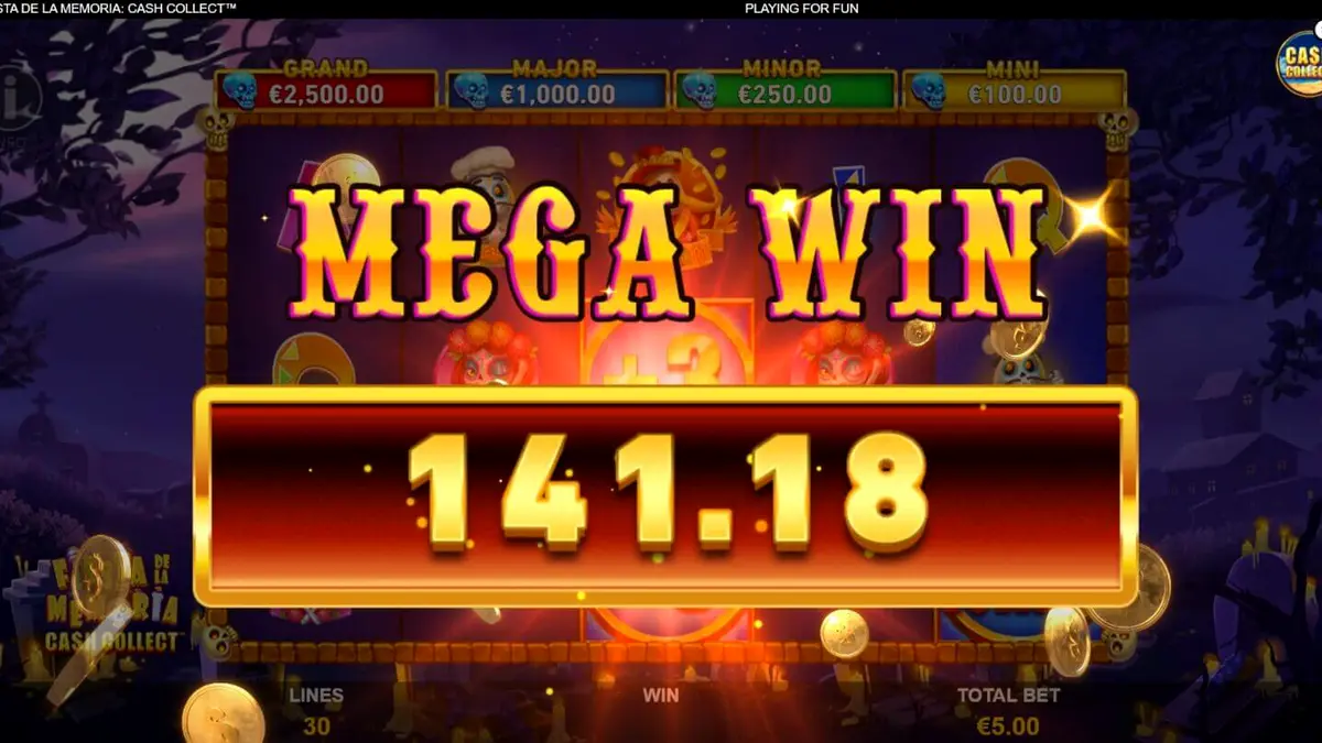 Tampilan visual neon dari slot Fiesta de la Memoria Cash Collect
